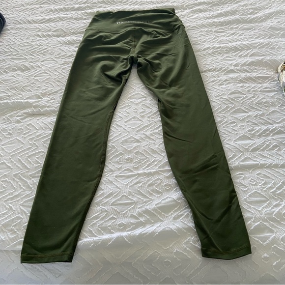 The Barre Code 7/8 Leggings High Panel Mesh Army Green medium - Picture 2 of 8